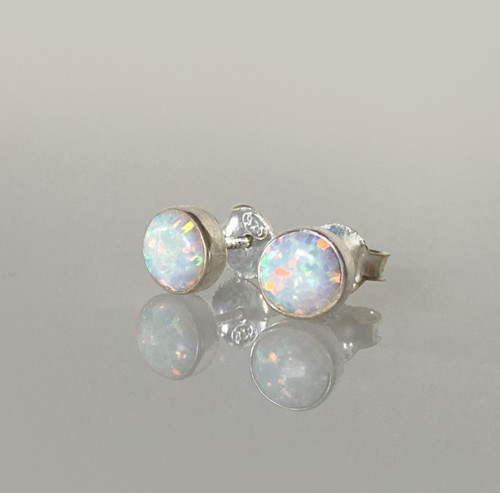 Silber ohrstecker mit opal - opal,