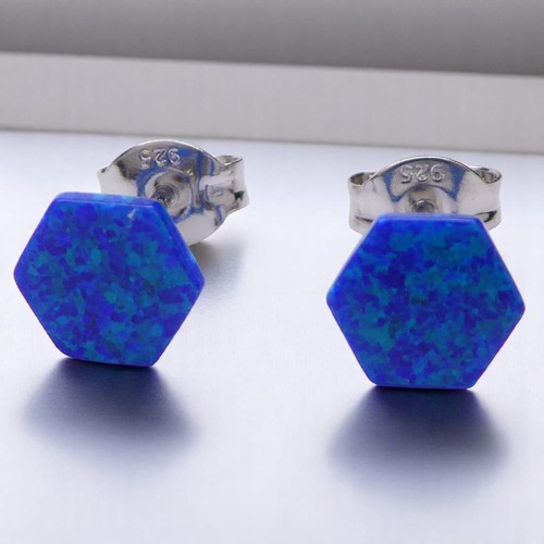 Hexagonale opal ohrstecker - hexagonale,