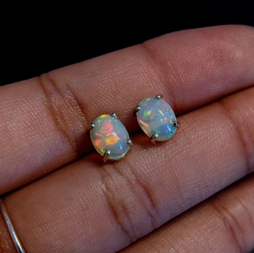 Natural fire opal ohrstecker - fire,