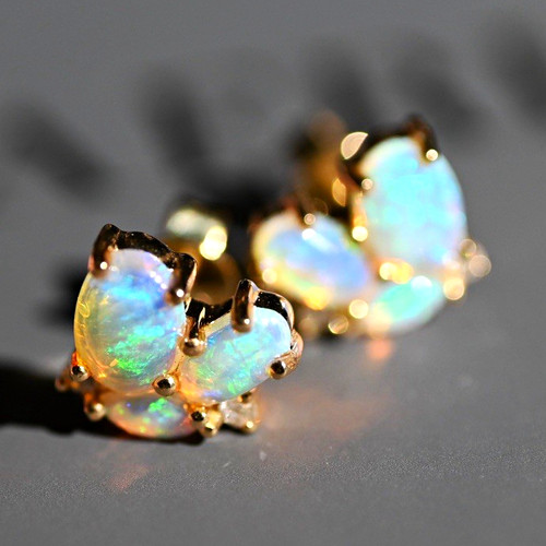 Opal ohrstecker mit diamanten - opal,