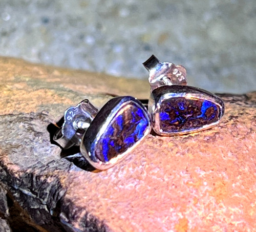 Boulder opal ohrstecker 9x6mm - opal,